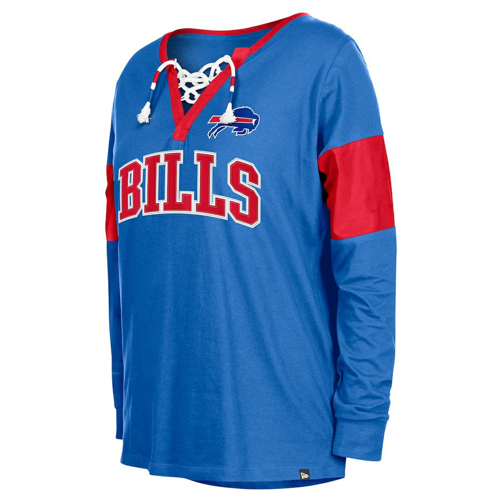Buffalo Bills New Era Women's Lace-Up Notch-Neck Long Sleeve T-Shirt Royal - NFL
