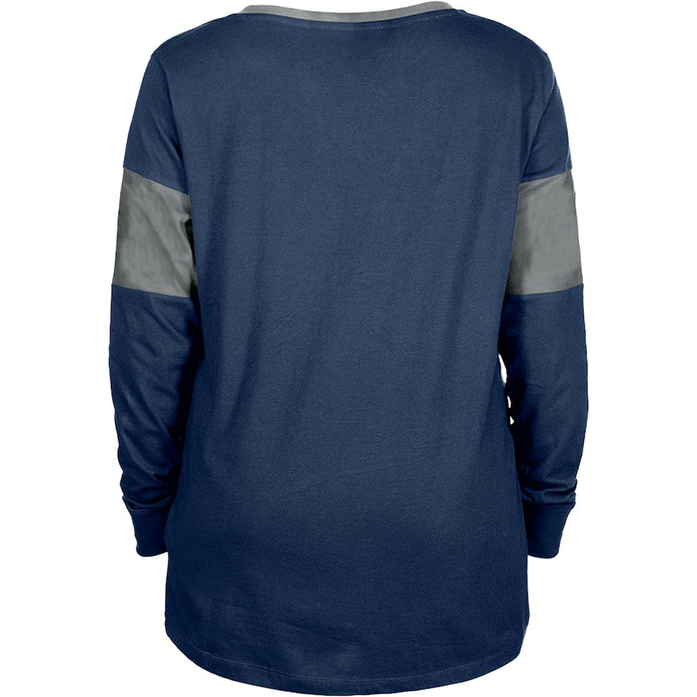 Dallas Cowboys New Era Women's Lace-Up Notch-Neck Long Sleeve T-Shirt Navy - NFL