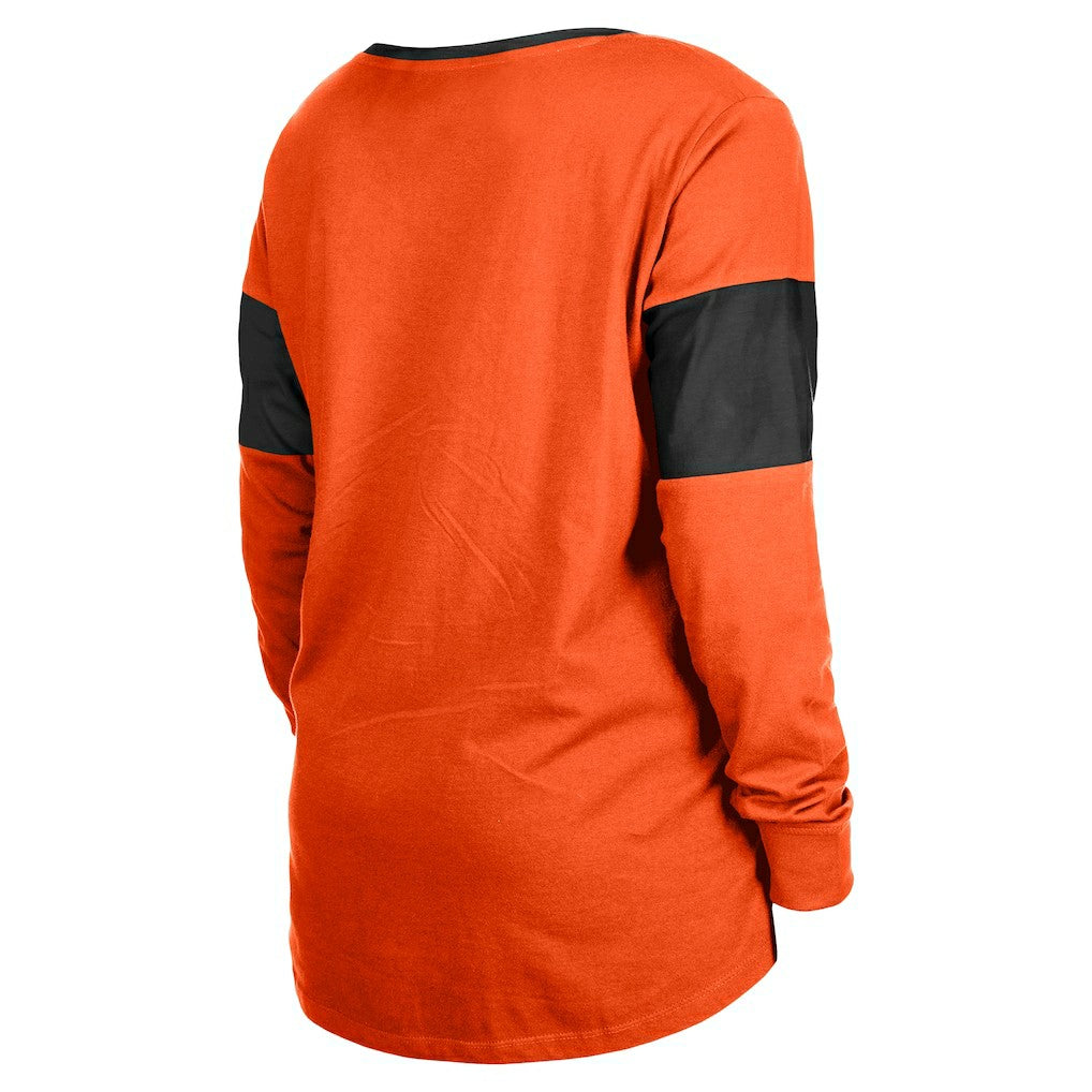 Cincinnati Bengals New Era Women's Lace-Up Notch-Neck Long Sleeve T-Shirt Orange - NFL