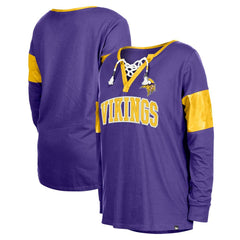 Minnesota Vikings New Era Women's Lace-Up Notch-Neck Long Sleeve T-Shirt Purple - NFL