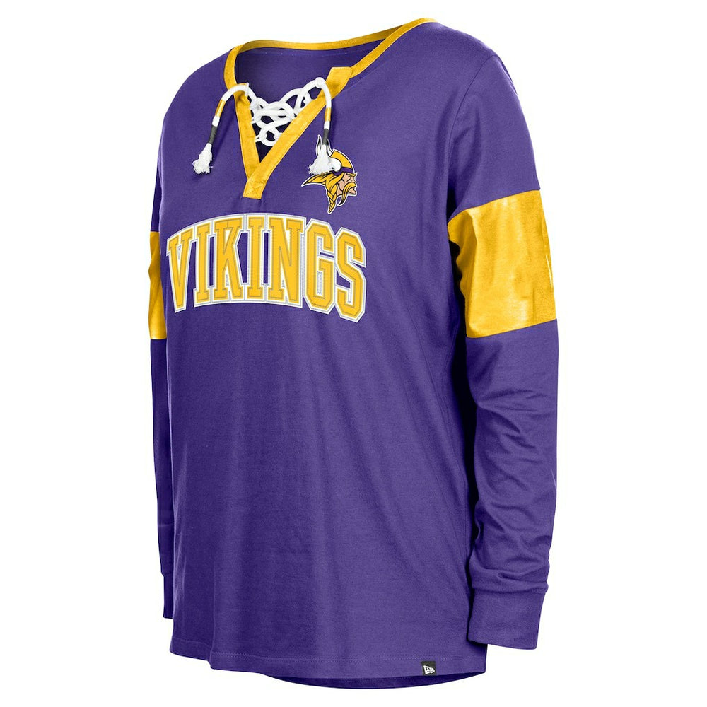 Minnesota Vikings New Era Women's Lace-Up Notch-Neck Long Sleeve T-Shirt Purple - NFL