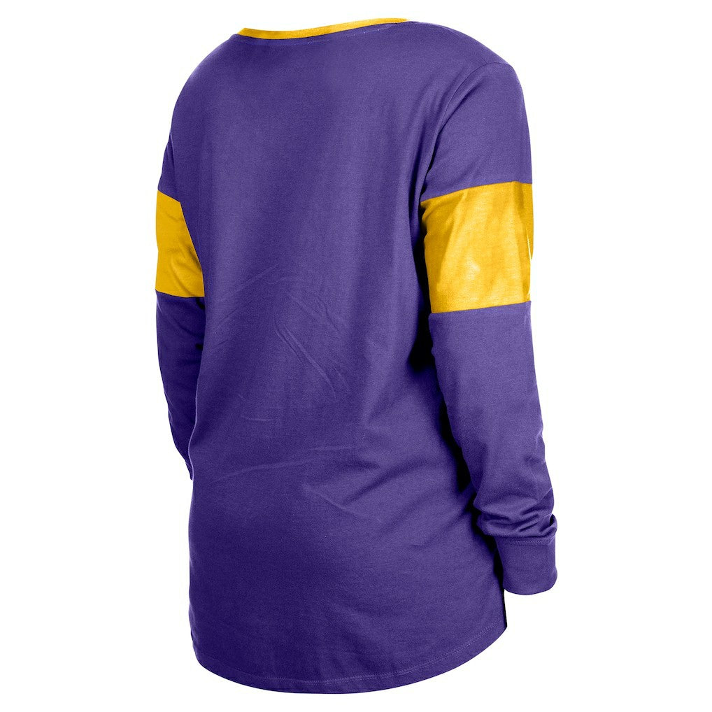 Minnesota Vikings New Era Women's Lace-Up Notch-Neck Long Sleeve T-Shirt Purple - NFL