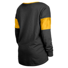 Pittsburgh Steelers New Era Women's Lace-Up Notch-Neck Long Sleeve T-Shirt Black - NFL