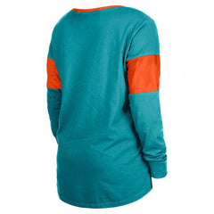 Miami Dolphins New Era Women's Lace-Up Notch-Neck Long Sleeve T-Shirt Aqua - NFL