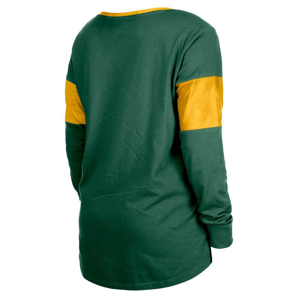 Green Bay Packers New Era Women's Lace-Up Notch-Neck Long Sleeve T-Shirt Green - NFL