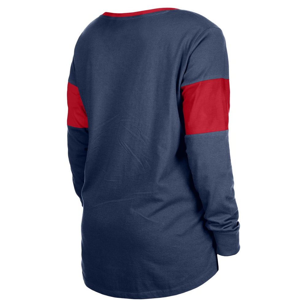 Houston Texans New Era Women's Lace-Up Notch-Neck Long Sleeve T-Shirt Navy - NFL