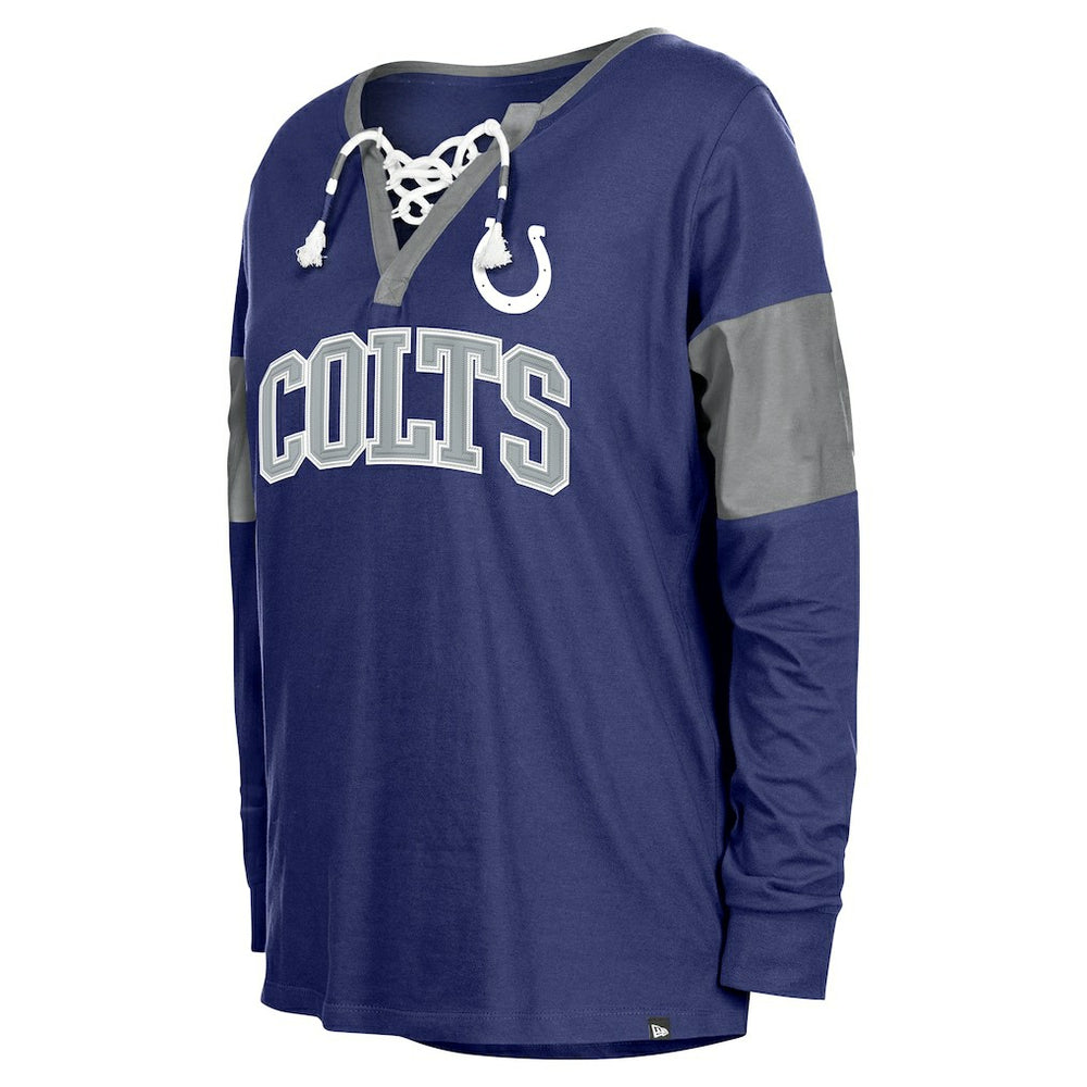 Indianapolis Colts New Era Women's Lace-Up Notch-Neck Long Sleeve T-Shirt Royal - NFL