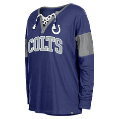 Indianapolis Colts New Era Women's Lace-Up Notch-Neck Long Sleeve T-Shirt Royal - NFL