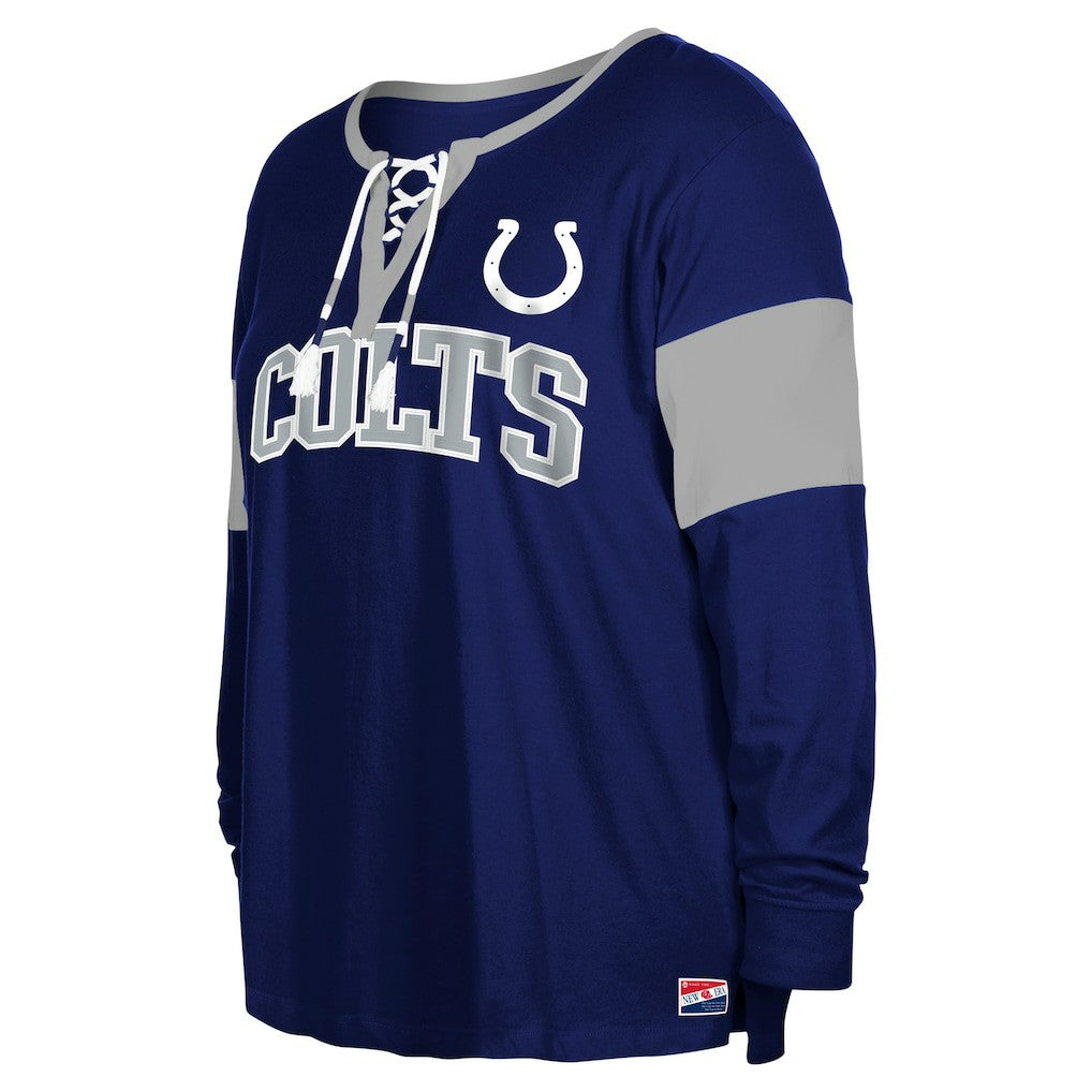 Indianapolis Colts New Era Women's Plus Size Lace-Up Notch Neck Long Sleeve T-Shirt  Royal - NFL