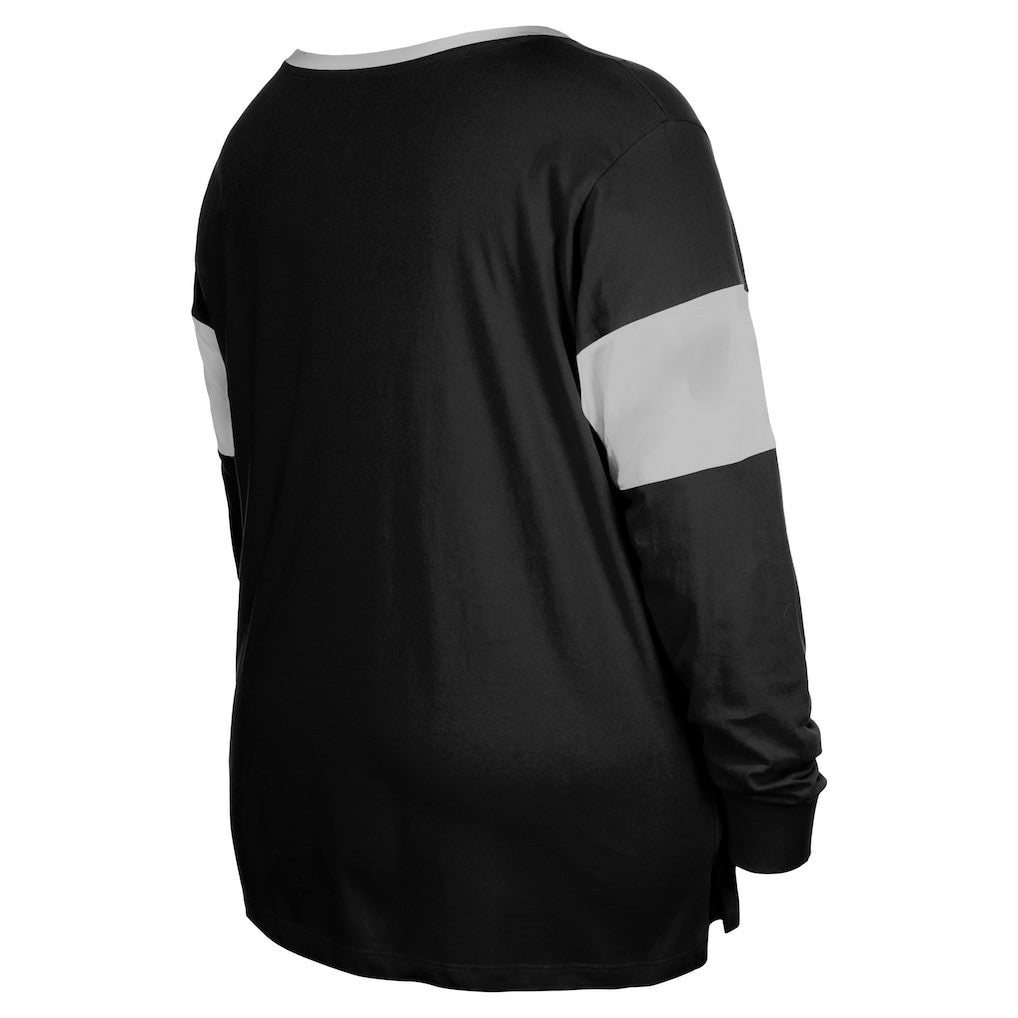 Las Vegas Raiders New Era Women's Plus Size Lace-Up Notch Neck Long Sleeve T-Shirt  Black - NFL