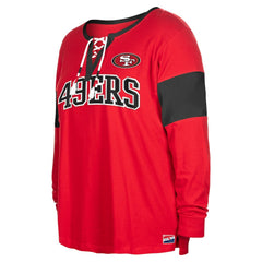 San Francisco 49ers New Era Women's Plus Size Lace-Up Notch Neck Long Sleeve T-Shirt  Scarlet - NFL