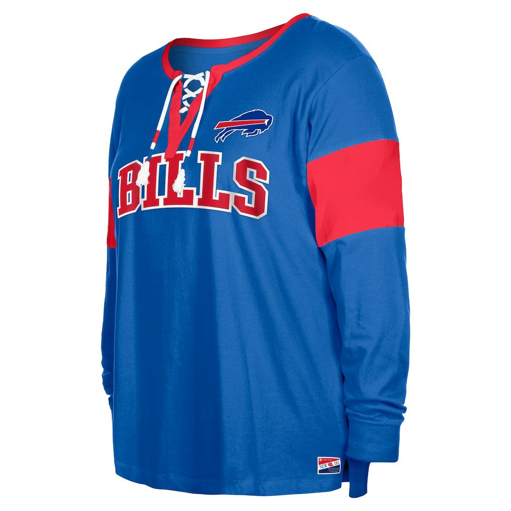Buffalo Bills New Era Women's Plus Size Lace-Up Notch Neck Long Sleeve T-Shirt  Royal - NFL