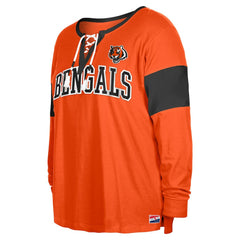 Cincinnati Bengals New Era Women's Plus Size Lace-Up Notch Neck Long Sleeve T-Shirt  Orange - NFL