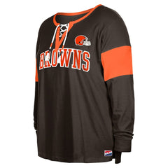 Cleveland Browns New Era Women's Plus Size Lace-Up Notch Neck Long Sleeve T-Shirt  Brown - NFL
