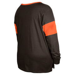 Cleveland Browns New Era Women's Plus Size Lace-Up Notch Neck Long Sleeve T-Shirt  Brown - NFL