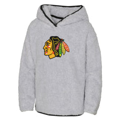 Chicago Blackhawks Girls Youth Ultimate Teddy Fleece Pullover Hoodie Heather Gray