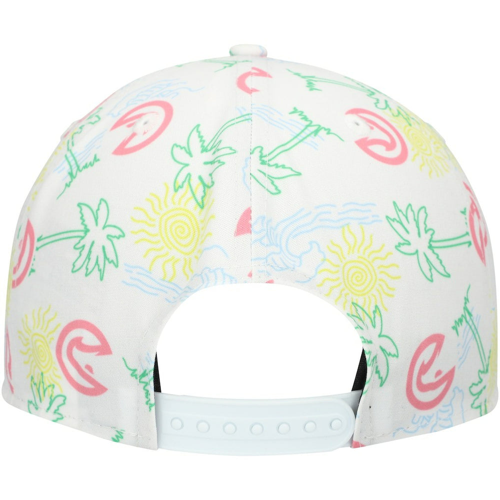 New Era - Atlanta Hawks Palm Trees and Waves Golfer Adjustable Hat - White