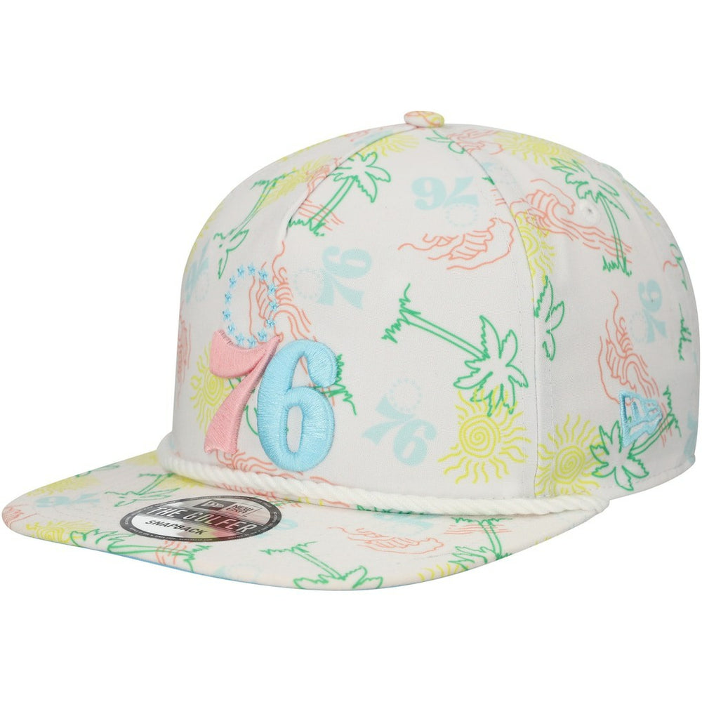 New Era - Philadelphia 76ers Palm Trees and Waves Golfer Adjustable Hat - White