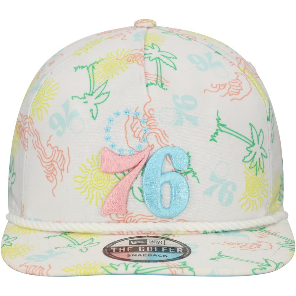 New Era - Philadelphia 76ers Palm Trees and Waves Golfer Adjustable Hat - White