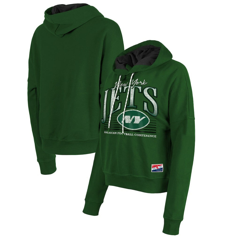 New York Jets New Era Women's Boxy Pullover Hoodie Heather Green - NFL