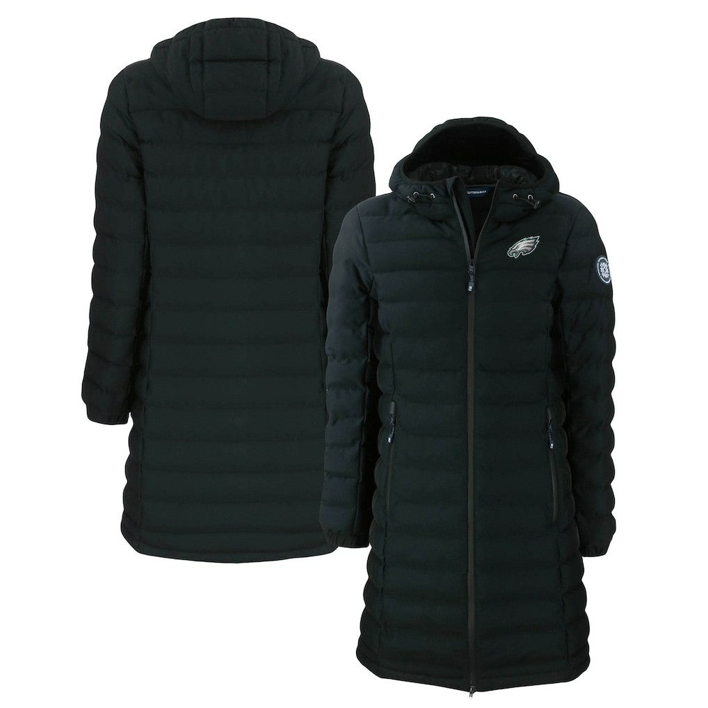 Philadelphia Eagles Cutter & Buck Women's Mission Ridge Repreve Eco Insulated Long Full-Zip Puffer Jacket Black - NFL