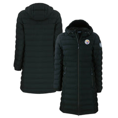 Pittsburgh Steelers Cutter & Buck Women's Mission Ridge Repreve Eco Insulated Long Full-Zip Puffer Jacket Black - NFL