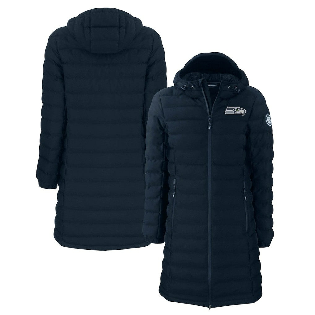 Seattle Seahawks Cutter & Buck Women's Mission Ridge Repreve Eco Insulated Long Full-Zip Puffer Jacket Navy - NFL