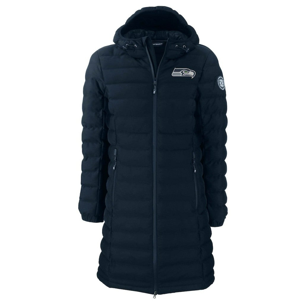 Seattle Seahawks Cutter & Buck Women's Mission Ridge Repreve Eco Insulated Long Full-Zip Puffer Jacket Navy - NFL