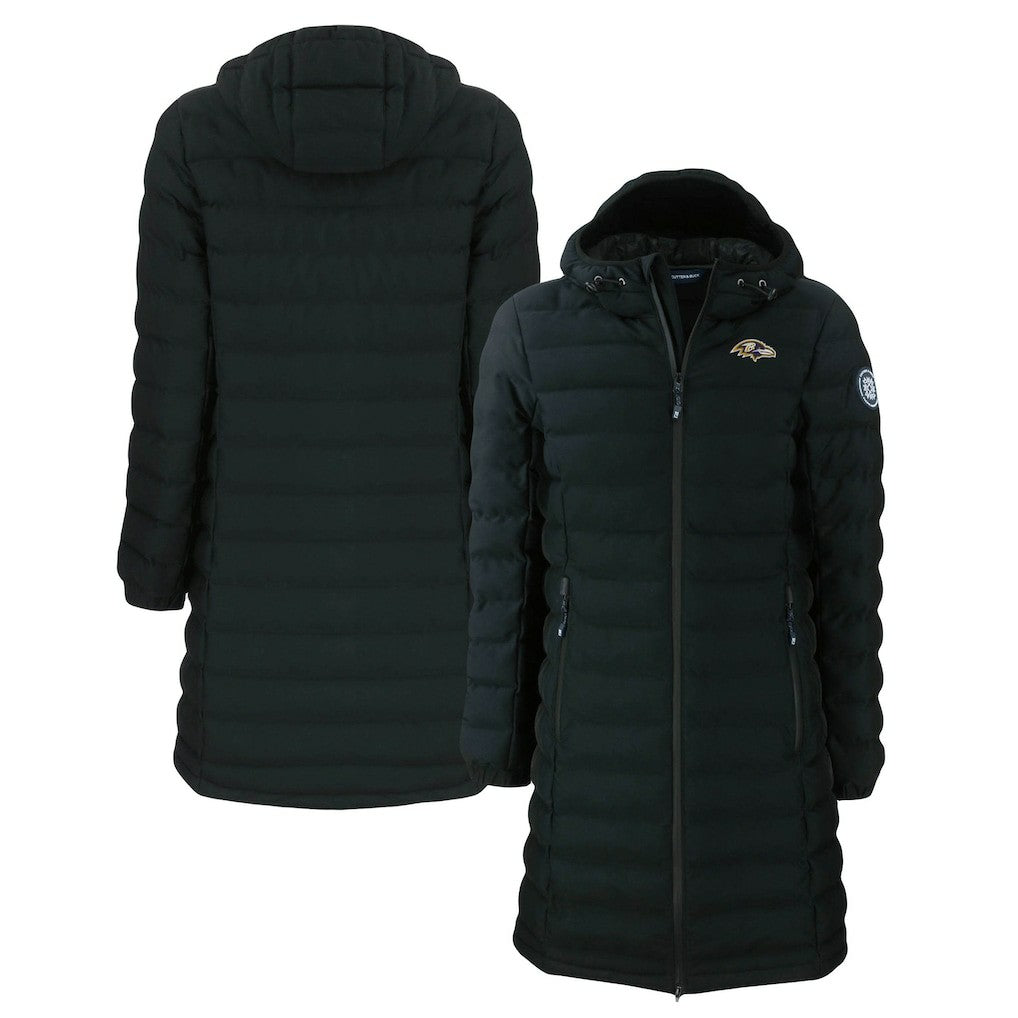 Baltimore Ravens Cutter & Buck Women's Mission Ridge Repreve Eco Insulated Long Full-Zip Puffer Jacket Black - NFL