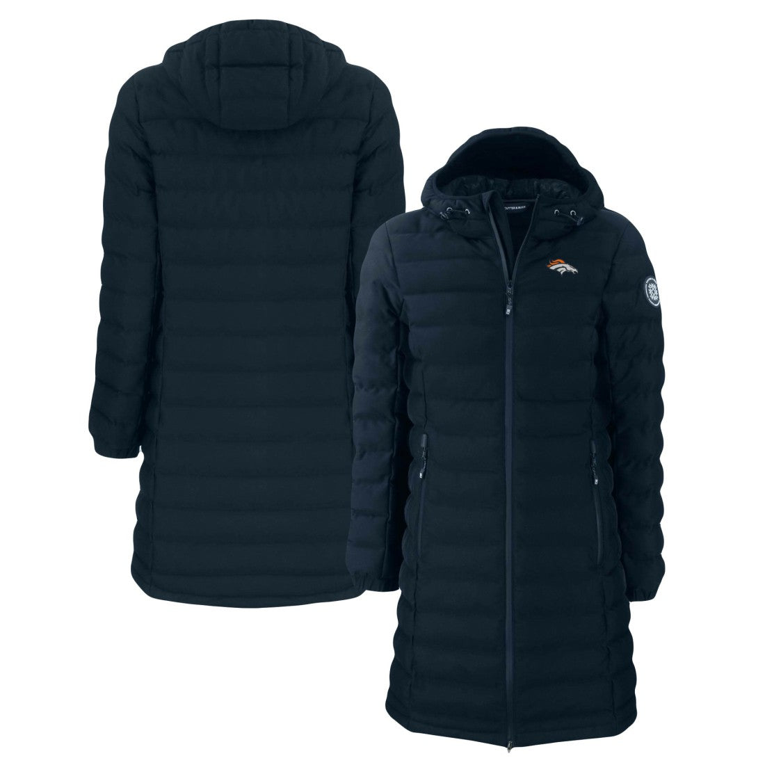 Denver Broncos Cutter & Buck Women's Mission Ridge Repreve Eco Insulated Long Full-Zip Puffer Jacket Navy - NFL