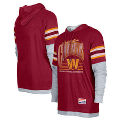 Washington Commanders New Era Twofer Long Sleeve Hooded T-Shirt Burgundy - NFL