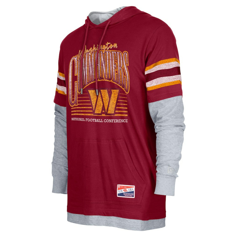 Washington Commanders New Era Twofer Long Sleeve Hooded T-Shirt Burgundy - NFL