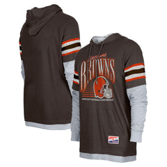 Cleveland Browns New Era Twofer Long Sleeve Hooded T-Shirt Brown - NFL