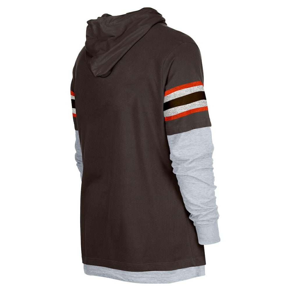 Cleveland Browns New Era Twofer Long Sleeve Hooded T-Shirt Brown - NFL