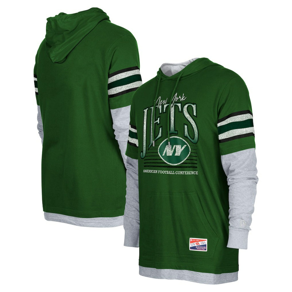 New York Jets New Era Twofer Long Sleeve Hooded T-Shirt Green - NFL