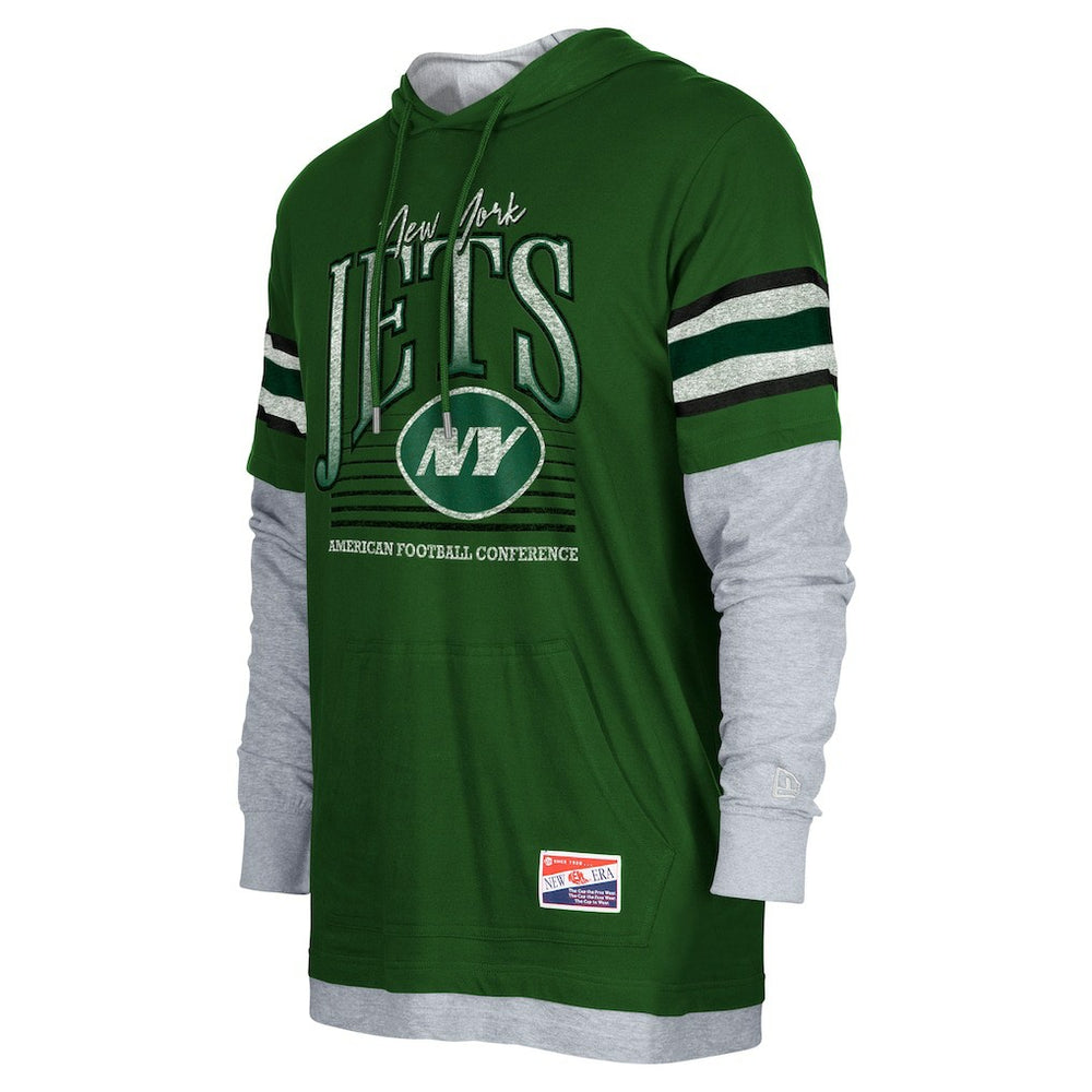 New York Jets New Era Twofer Long Sleeve Hooded T-Shirt Green - NFL