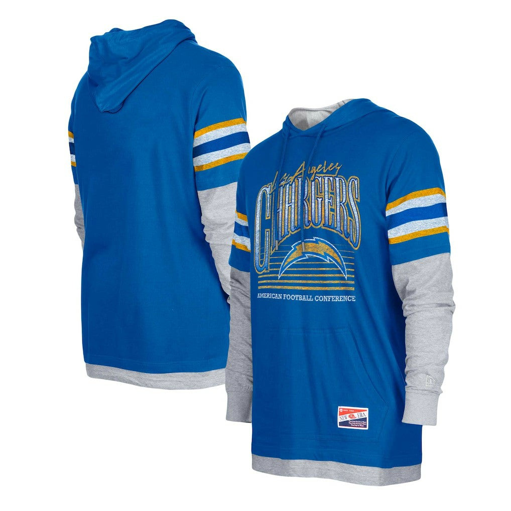 Los Angeles Chargers New Era Twofer Long Sleeve Hooded T-Shirt Royal - NFL