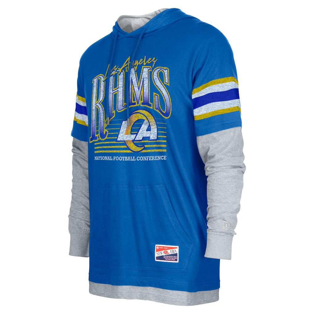 Los Angeles Rams New Era Twofer Long Sleeve Hooded T-Shirt Royal - NFL