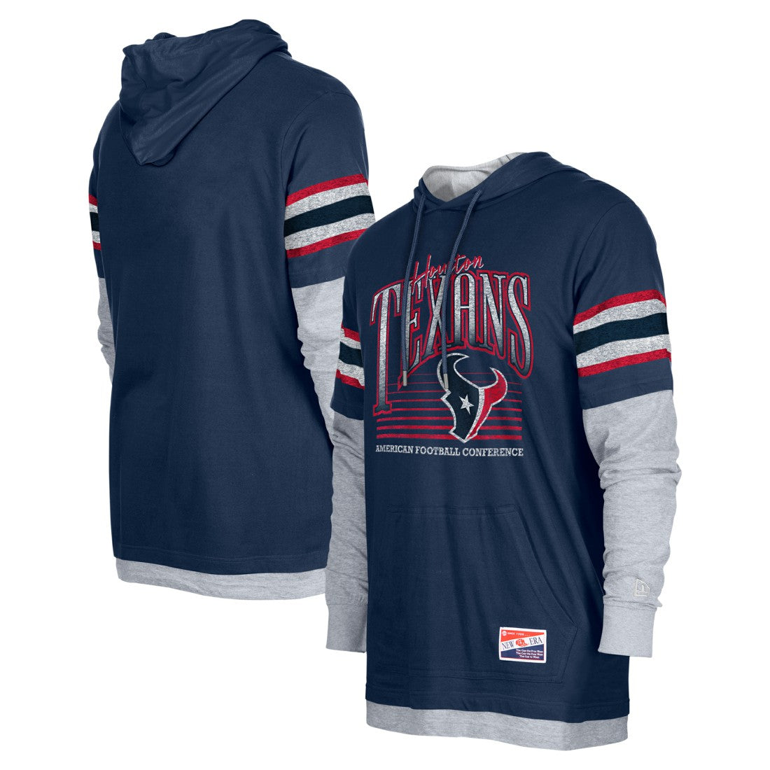 Houston Texans New Era Twofer Long Sleeve Hooded T-Shirt Navy - NFL