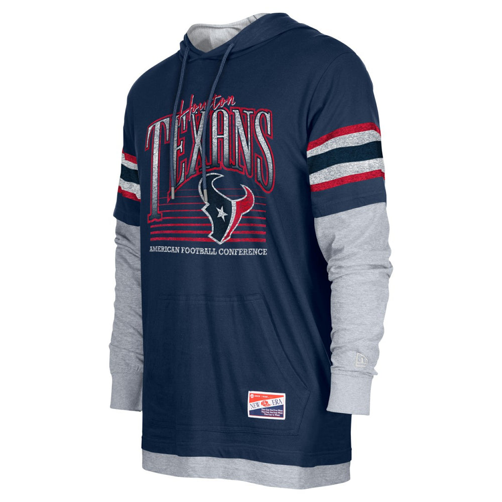 Houston Texans New Era Twofer Long Sleeve Hooded T-Shirt Navy - NFL