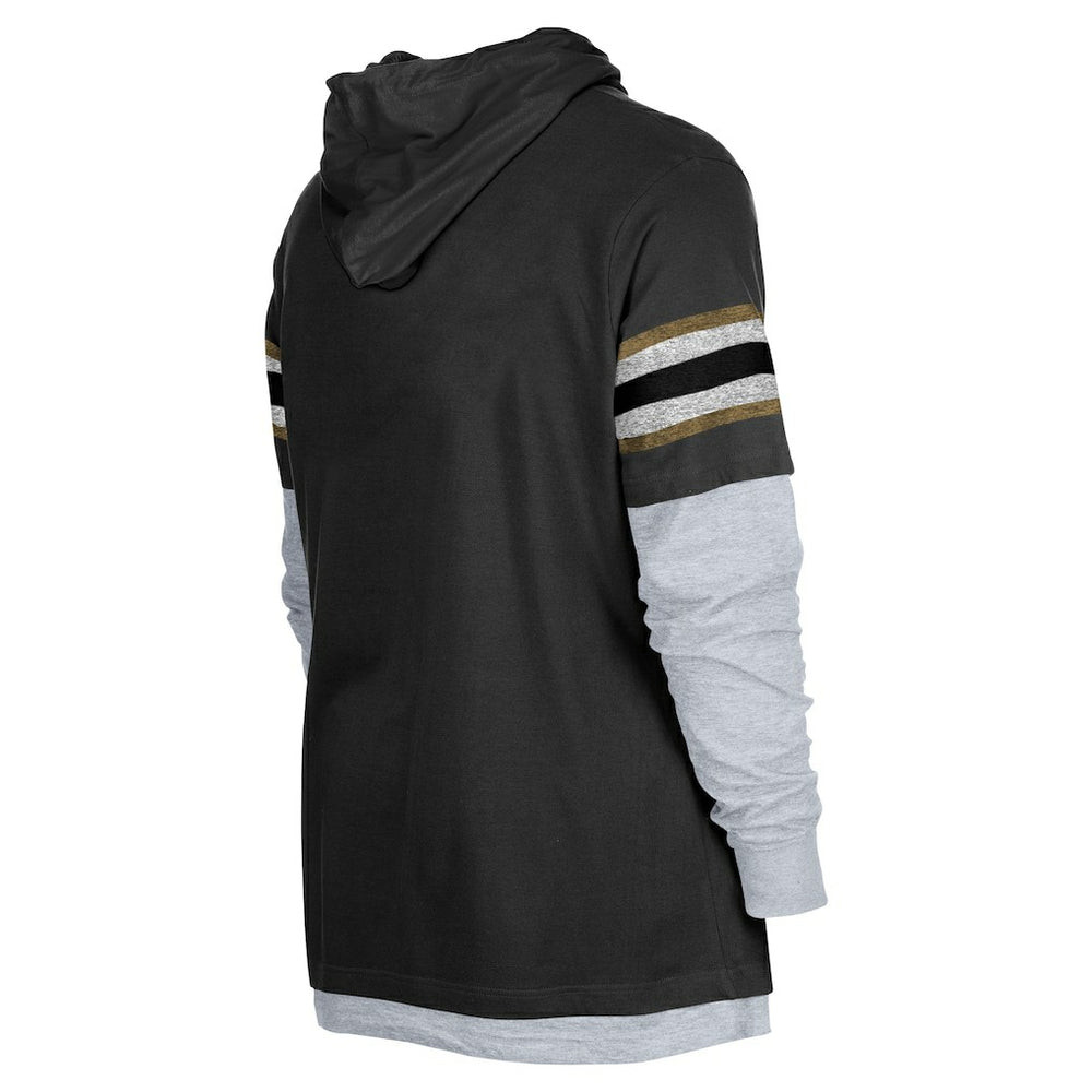 New Orleans Saints New Era Twofer Long Sleeve Hooded T-Shirt Black - NFL