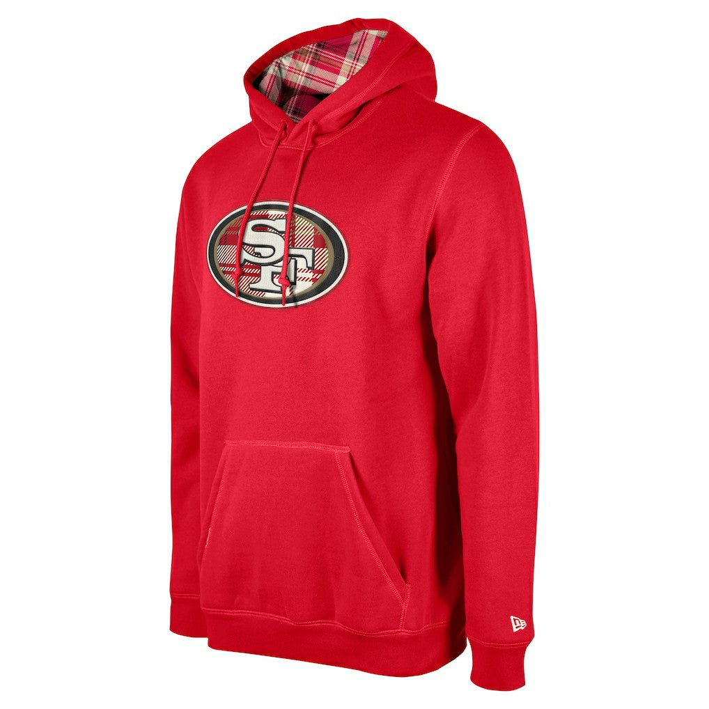 San Francisco 49ers New Era 3rd Down Plaid Pullover Hoodie Scarlet - NFL