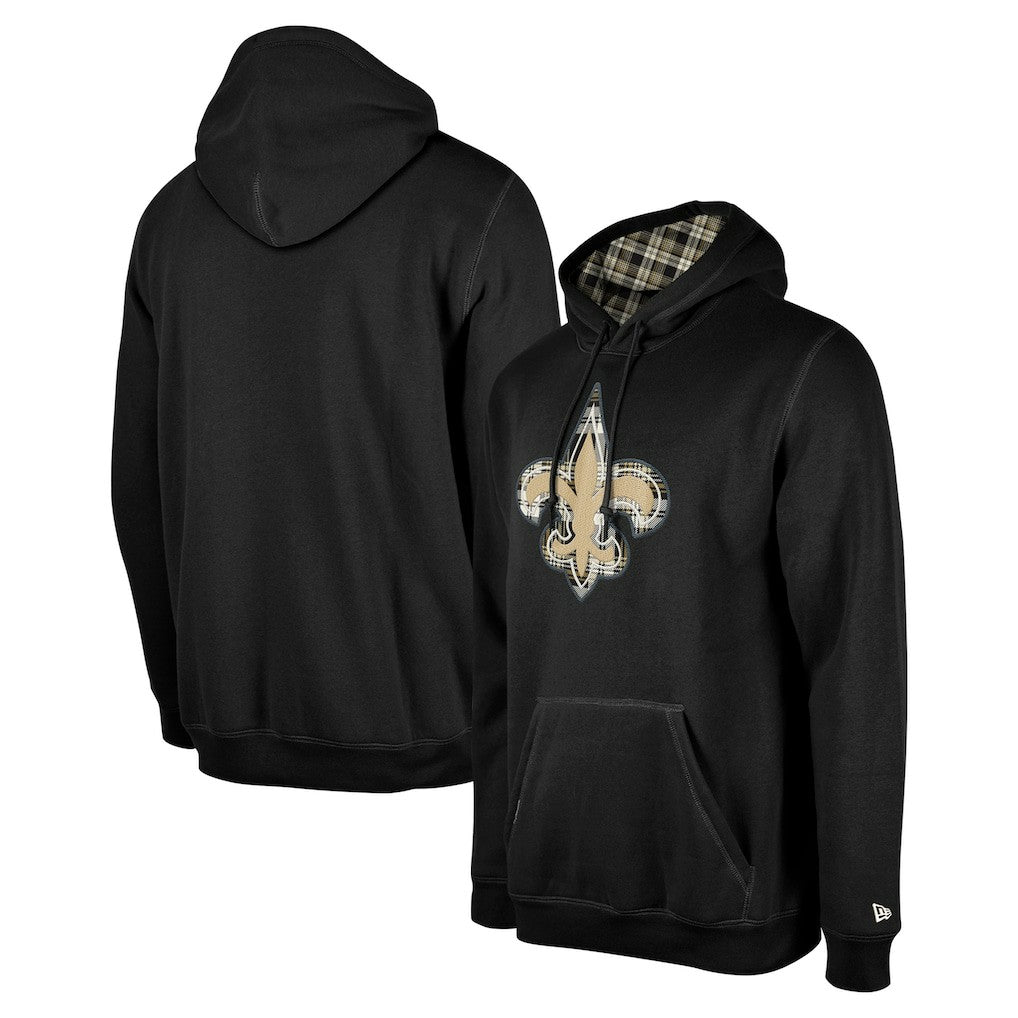 New Orleans Saints New Era 3rd Down Plaid Pullover Hoodie Black - NFL