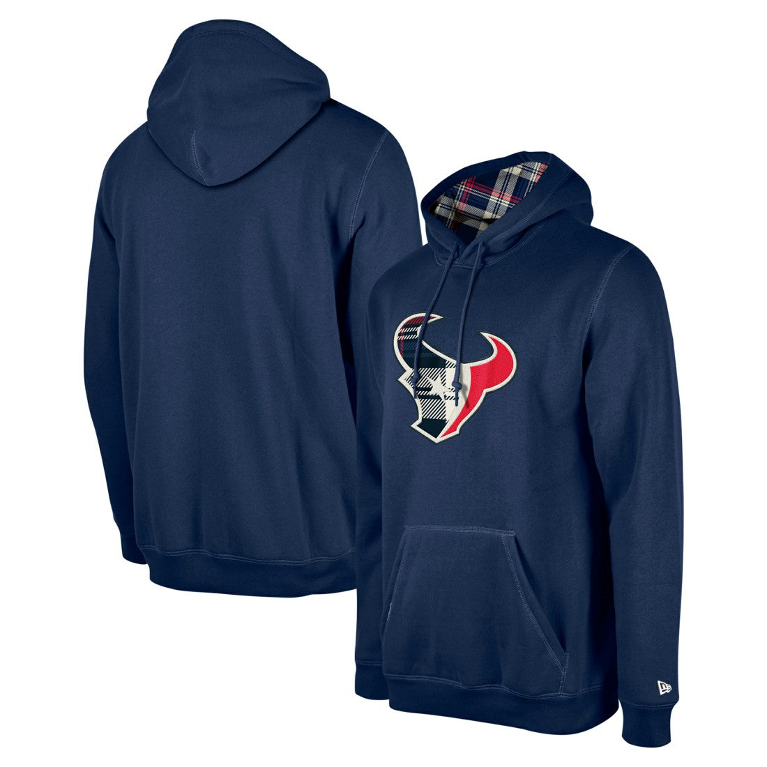 Houston Texans New Era 3rd Down Plaid Pullover Hoodie Navy - NFL