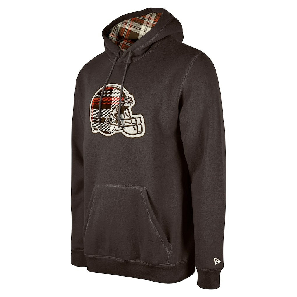 Cleveland Browns New Era 3rd Down Plaid Pullover Hoodie Brown - NFL