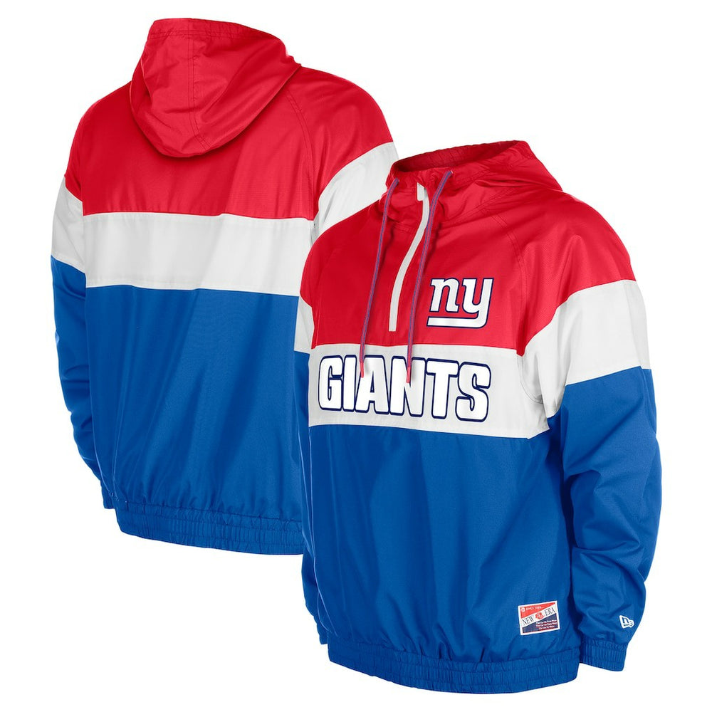 New York Giants New Era 3rd Down Raglan Quarter-Zip Windbreaker Jacket Royal - NFL
