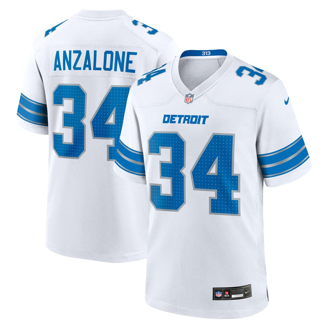 Alex Anzalone Detroit Lions White Game Jersey White - Nike