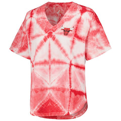 NBA - Chicago Bulls G-III 4Her by Carl Banks Women's Tournament Raglan Oversized Tie-Dye V-Neck T-Shirt - Red