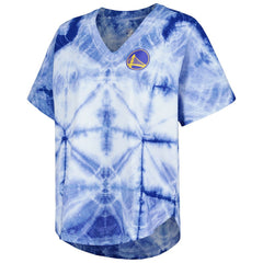 NBA - Golden State Warriors G-III 4Her by Carl Banks Women's Tournament Raglan Oversized Tie-Dye V-Neck T-Shirt - Royal