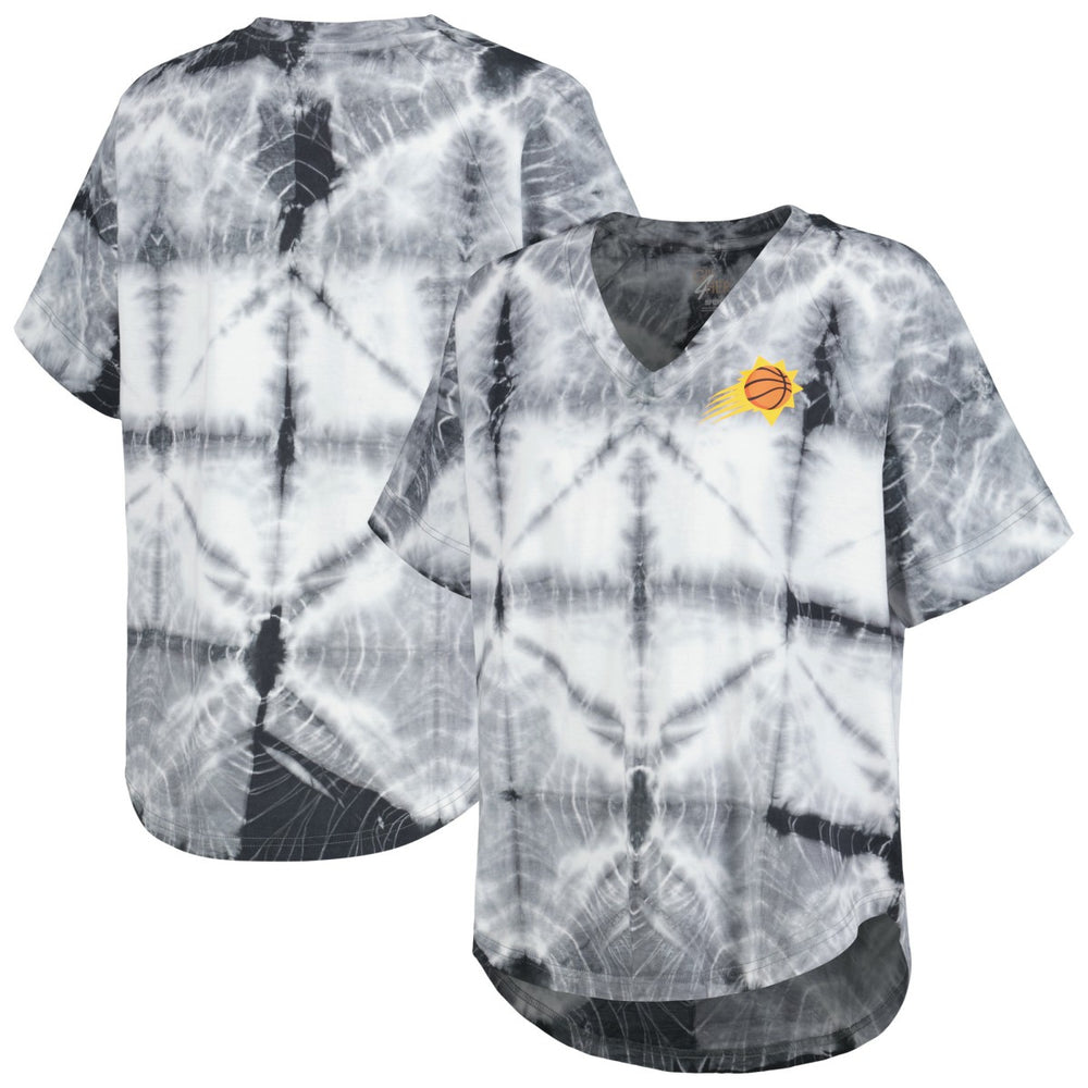 NBA - Phoenix Suns G-III 4Her by Carl Banks Women's Tournament Raglan Oversized Tie-Dye V-Neck T-Shirt - Black